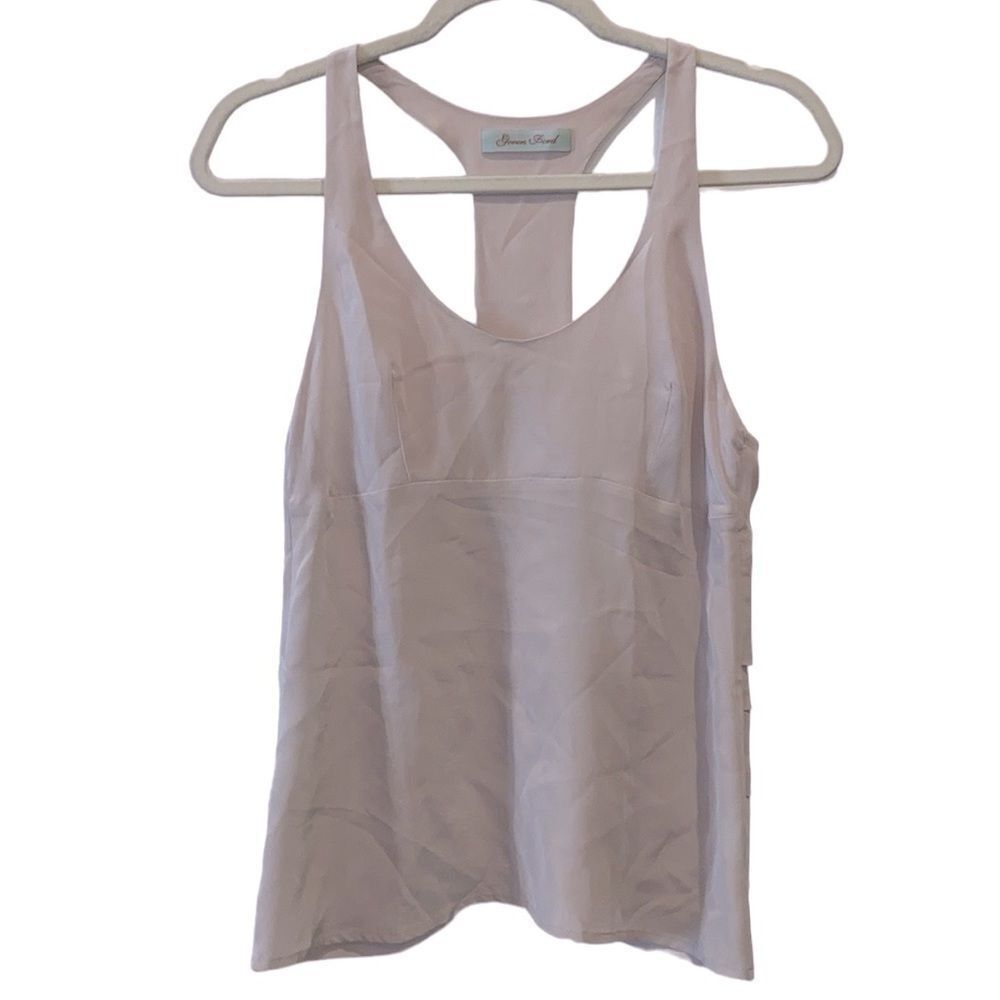 Geren Ford XS Pleated 100% Silk Tank Top Light Blush